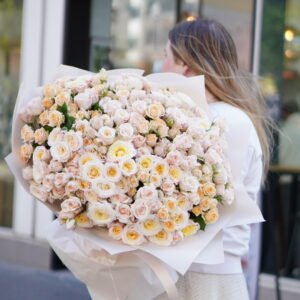 Large bouquet of shrub roses
