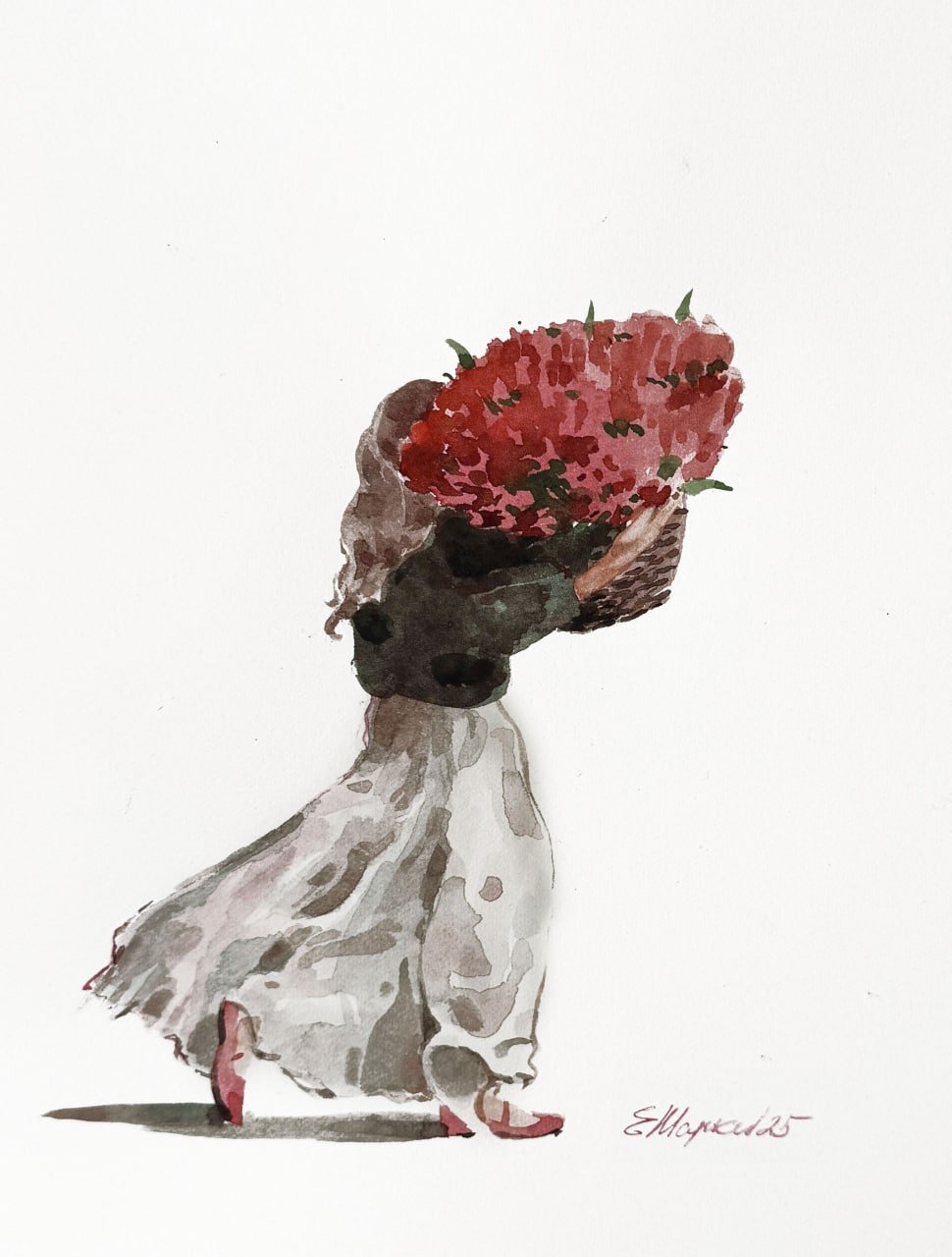 Mini tarjeta “Cesta de rosas rojas”