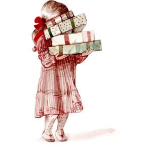 Tarjeta «Niña con regalos»